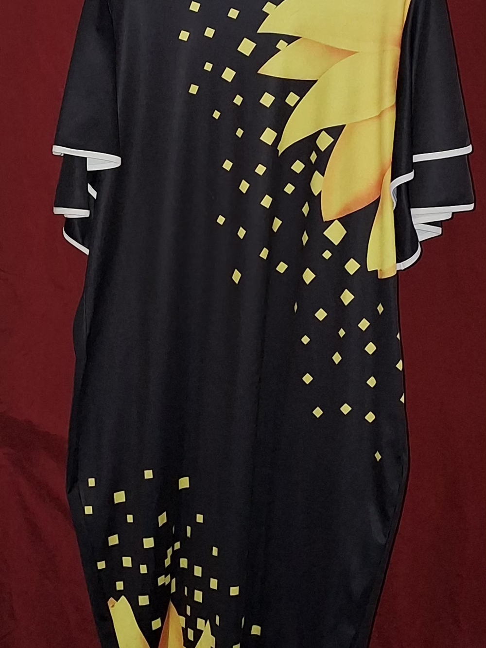 Black Dress with Bold Yellow Floral Print